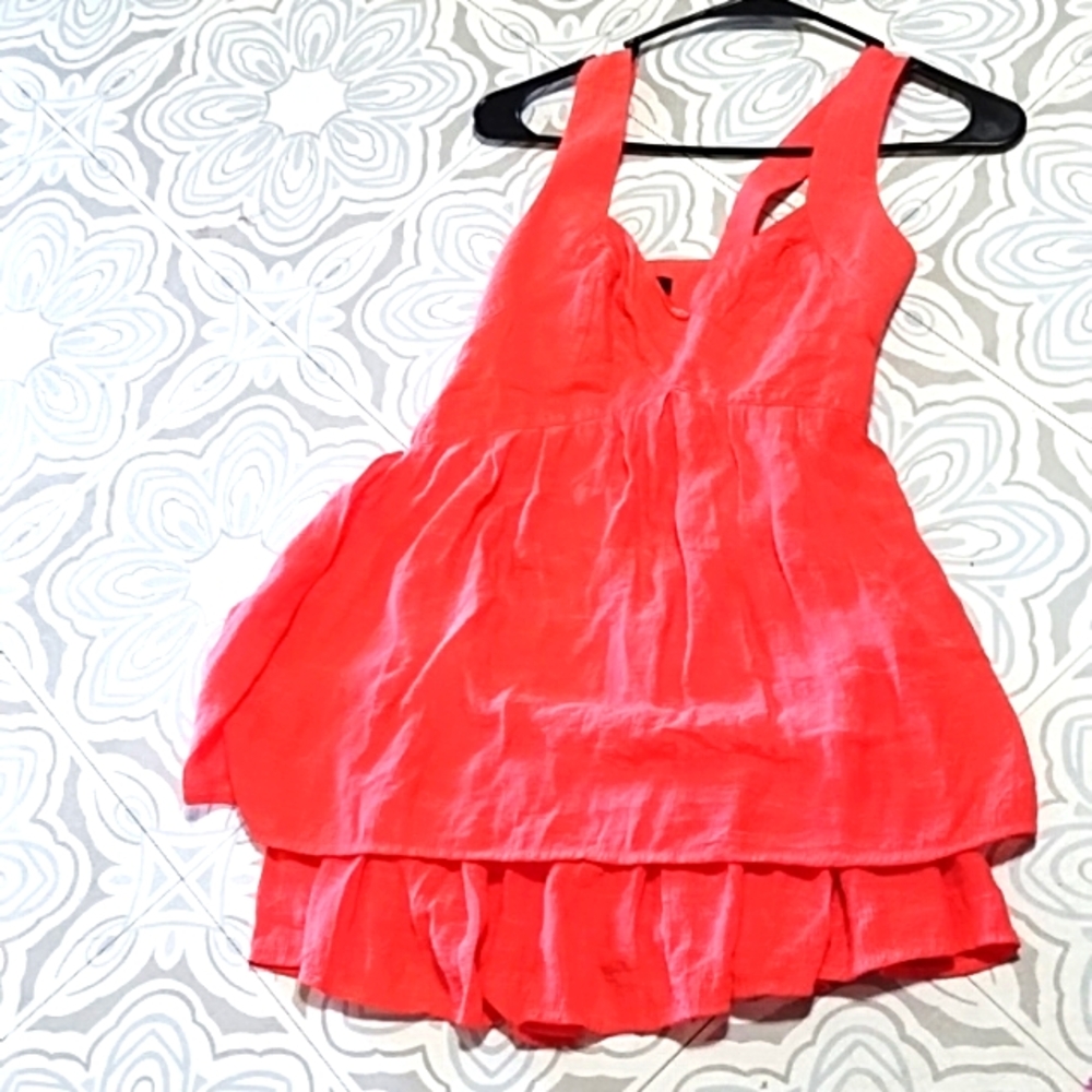 Womens Tank Blouse Coral Orange Pink Tone XXI Sz S/P